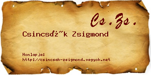 Csincsák Zsigmond névjegykártya